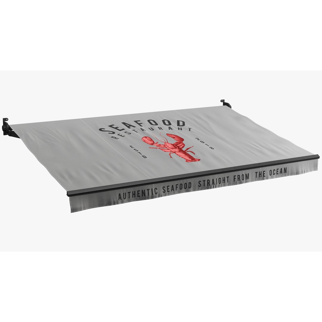 Seafood Restaurant Awnings 3D Model – Modern Canopy Set, FBX & OBJ - View 11