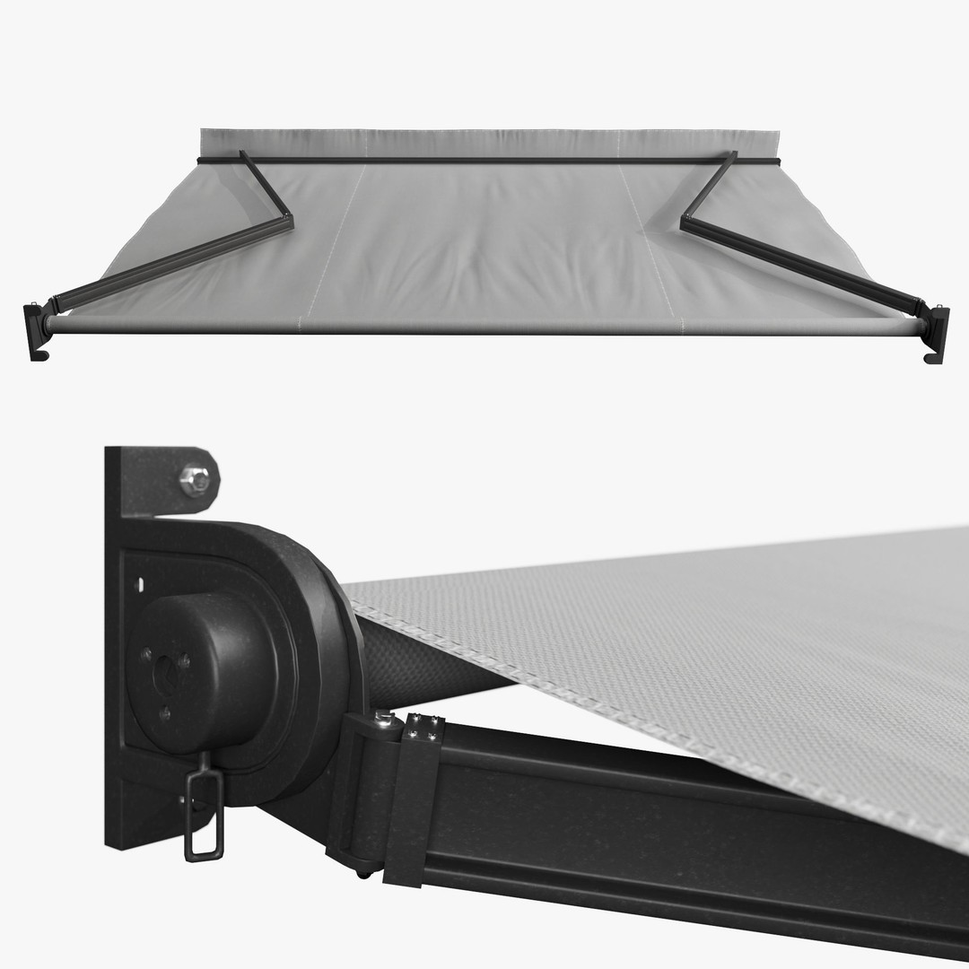 Seafood Restaurant Awnings 3D Model – Modern Canopy Set, FBX & OBJ - View 4