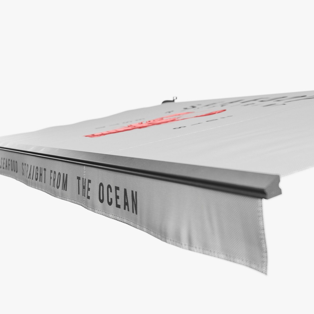 Seafood Restaurant Awnings 3D Model – Modern Canopy Set, FBX & OBJ - View 5