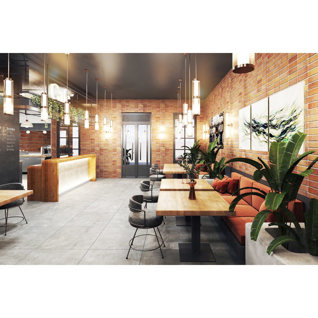 Cafe Restaurant 3D Model – Low Poly Interior & Exterior Design, OBJ - View 4