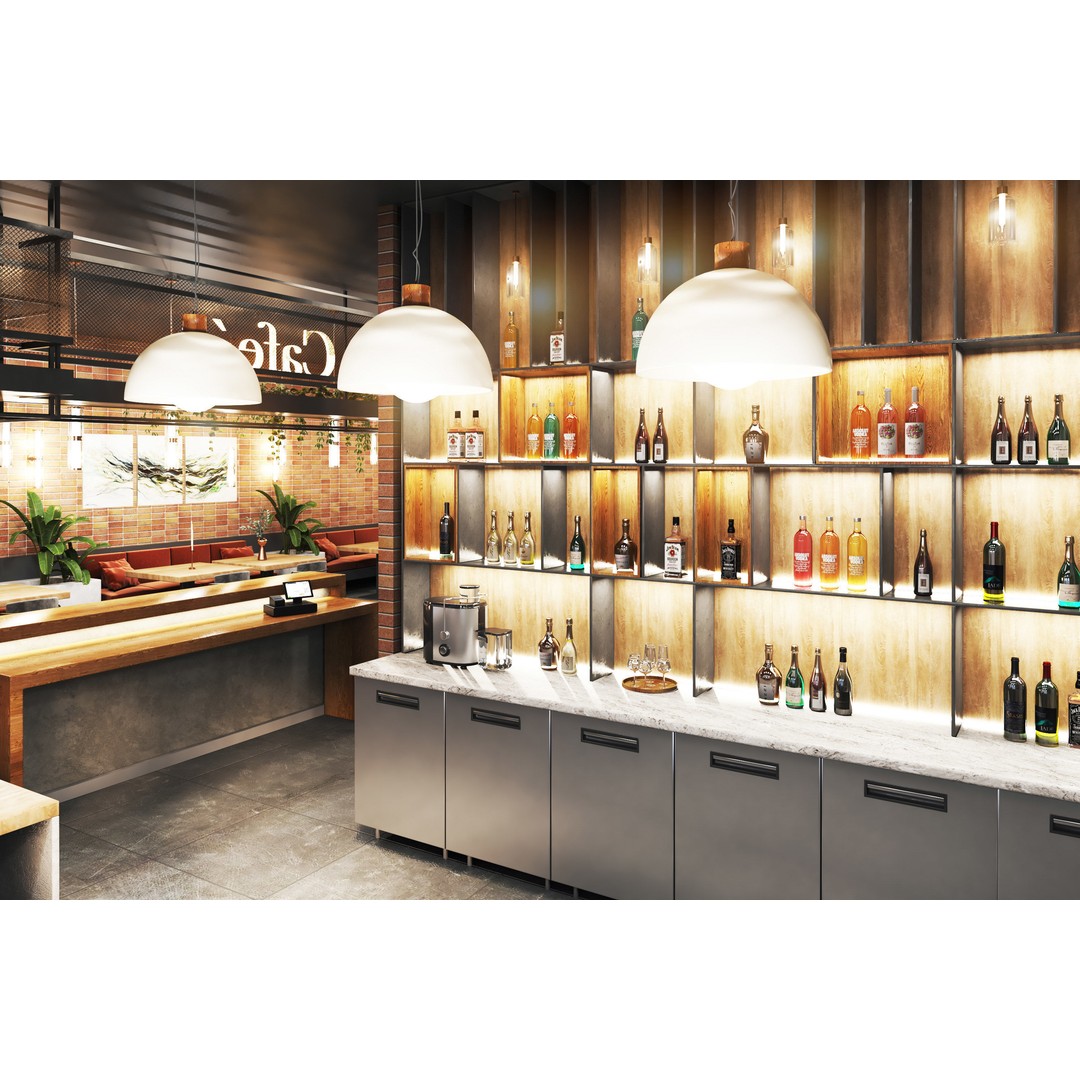 Cafe Restaurant 3D Model – Low Poly Interior & Exterior Design, OBJ - View 7
