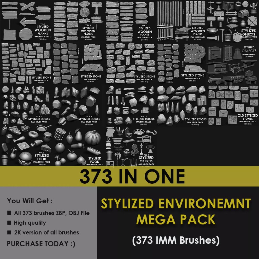 Stylized Environment Megapack 3D Model – Imm Brushes for Games - View 2