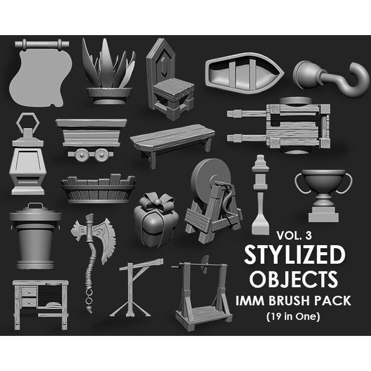 Stylized Environment Megapack 3D Model – Imm Brushes for Games - View 9
