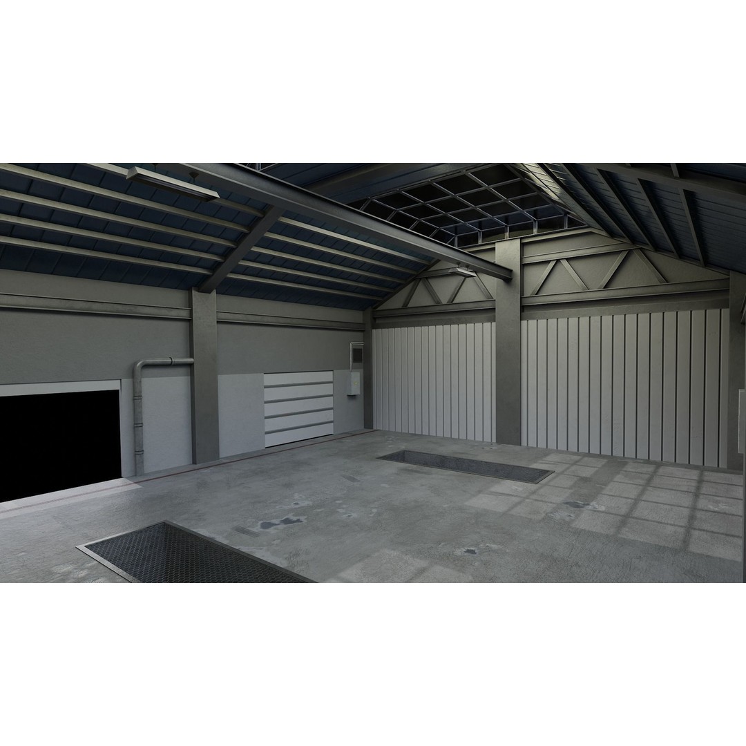 Car Garage Autoservice Building 3D Model – Low Poly Game-Ready Asset, FBX - View 3