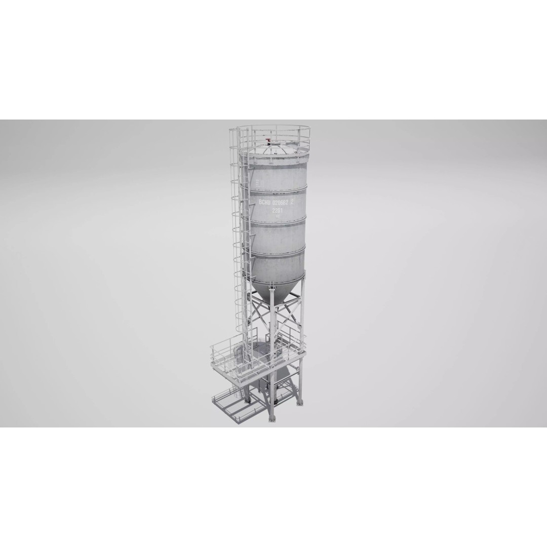 Storage Silo 3D Model – Detailed Industrial Fixture, FBX - View 2