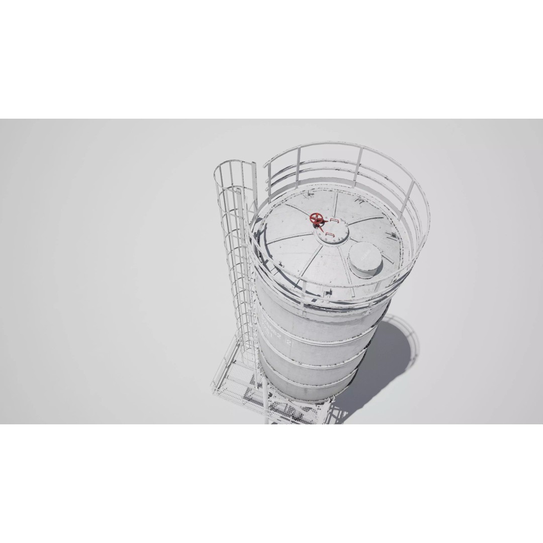 Storage Silo 3D Model – Detailed Industrial Fixture, FBX - View 4