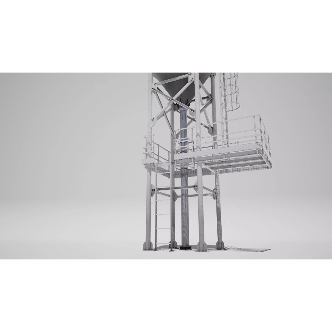 Storage Silo 3D Model – Detailed Industrial Fixture, FBX - View 6