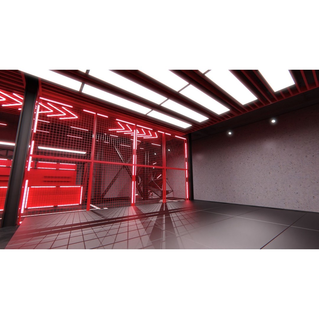 Neon Urban Room 3D Model – Modern Interior Environment, FBX, OBJ - View 12