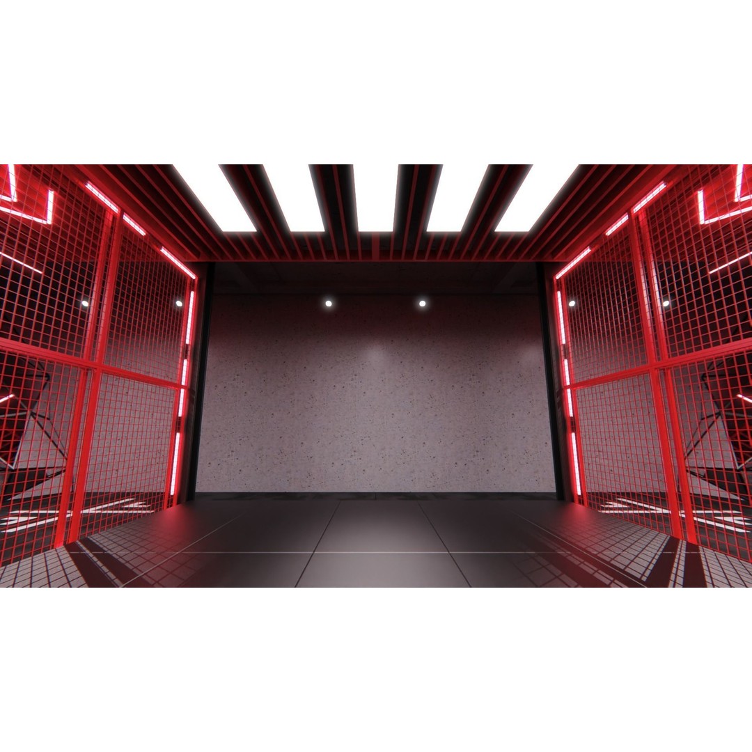 Neon Urban Room 3D Model – Modern Interior Environment, FBX, OBJ - View 4