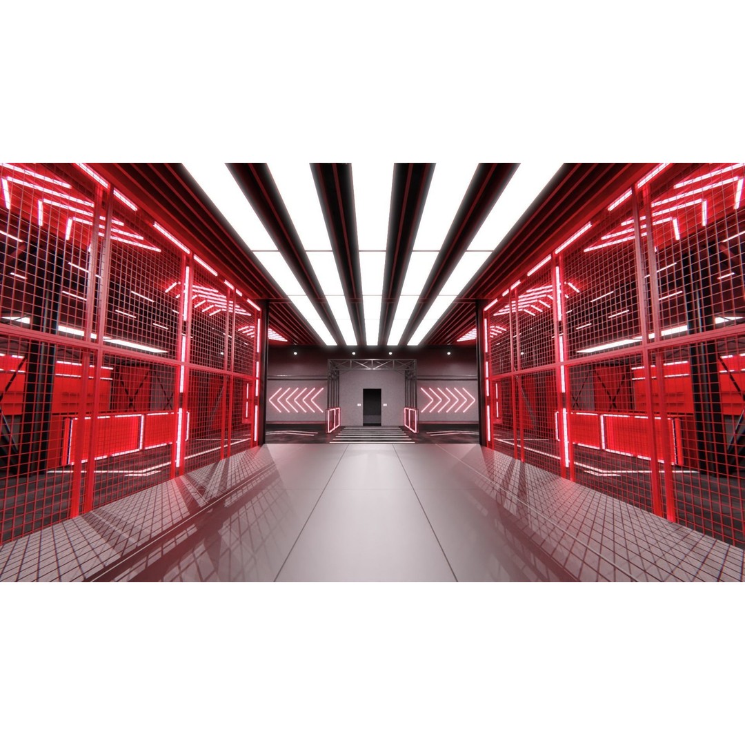 Neon Urban Room 3D Model – Modern Interior Environment, FBX, OBJ - View 5