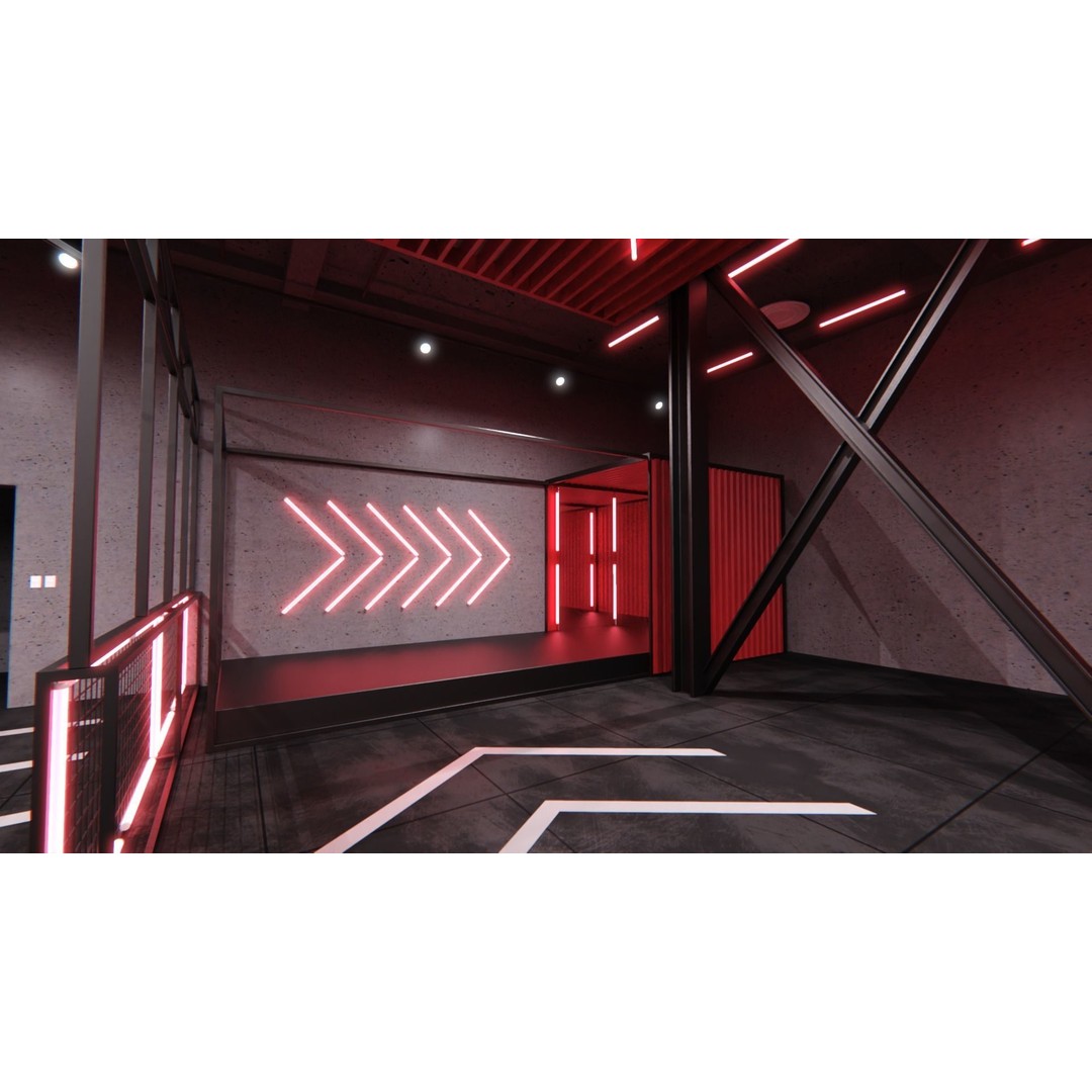 Neon Urban Room 3D Model – Modern Interior Environment, FBX, OBJ - View 7