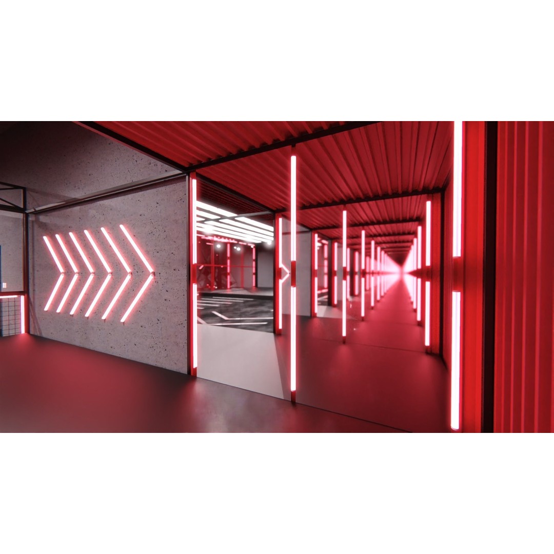 Neon Urban Room 3D Model – Modern Interior Environment, FBX, OBJ - View 9