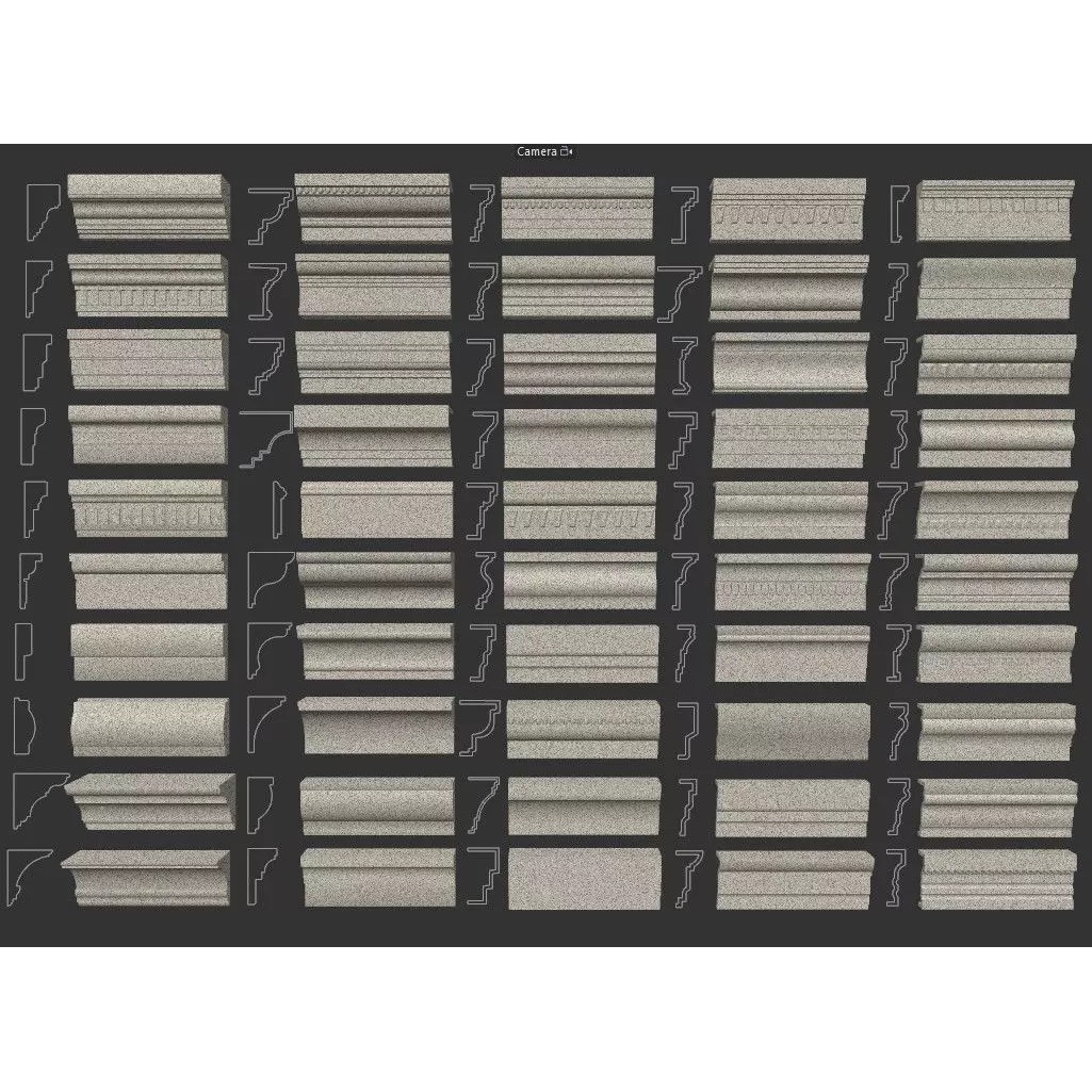 Classical Molding Profile Sweeps Collection 3D Model – Architectural Decoration, FBX, Blender - View 4