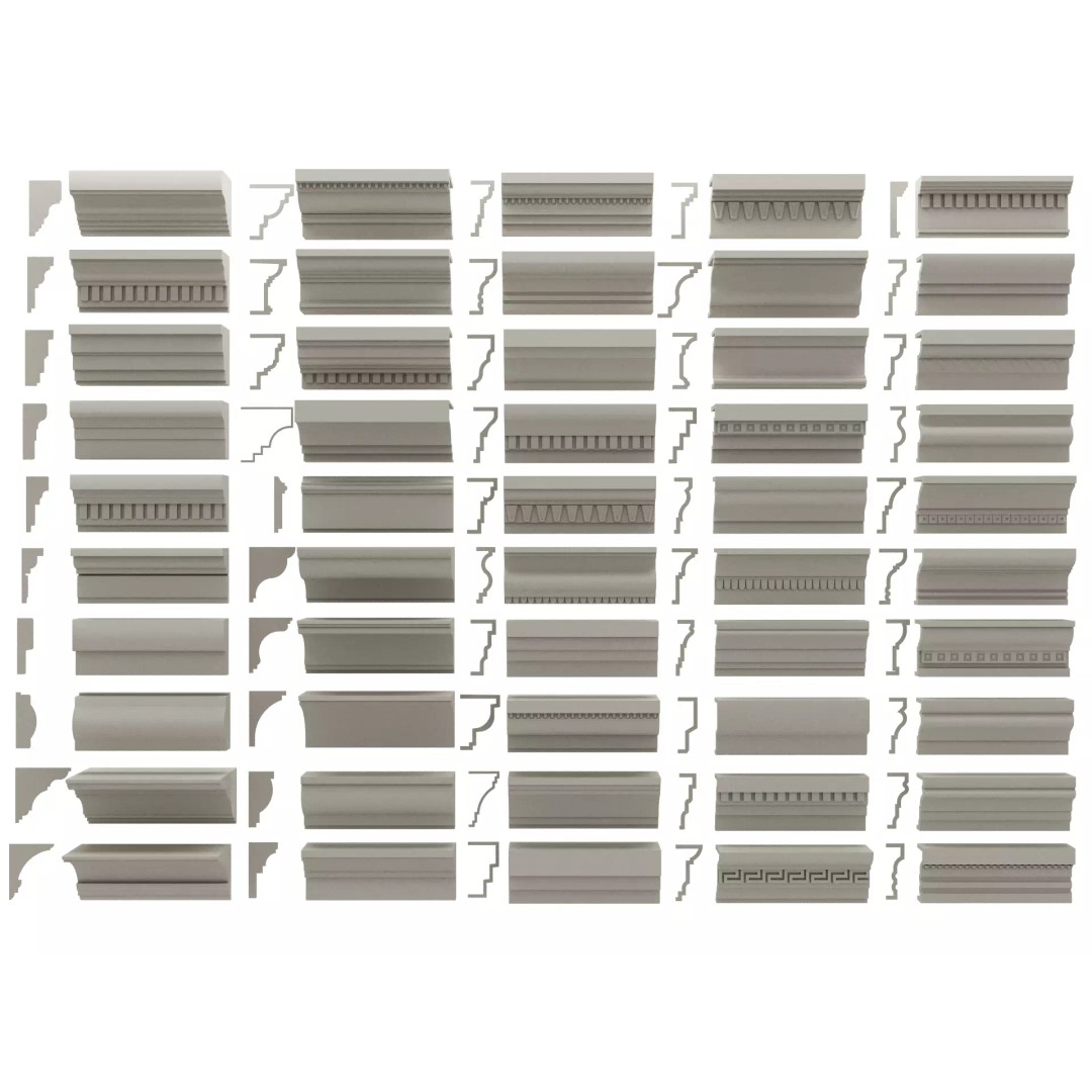 Classical Molding Profile Sweeps Collection 3D Model – Architectural Decoration, FBX, Blender - View 5