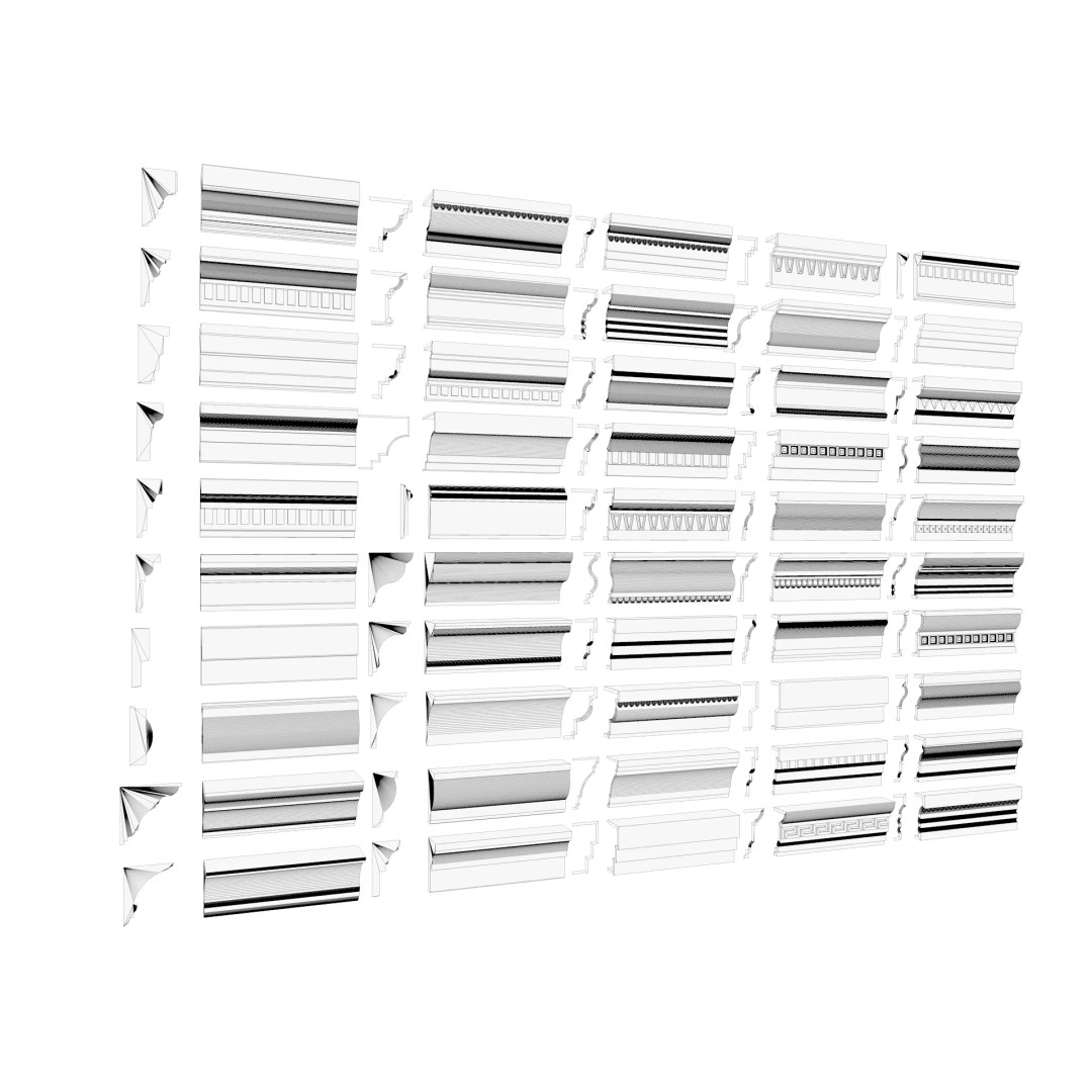 Classical Molding Profile Sweeps Collection 3D Model – Architectural Decoration, FBX, Blender - View 9