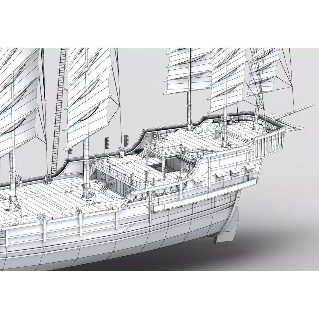 Ancient Chinese Ship 3D Model – Realistic High Poly Vessel for Archviz