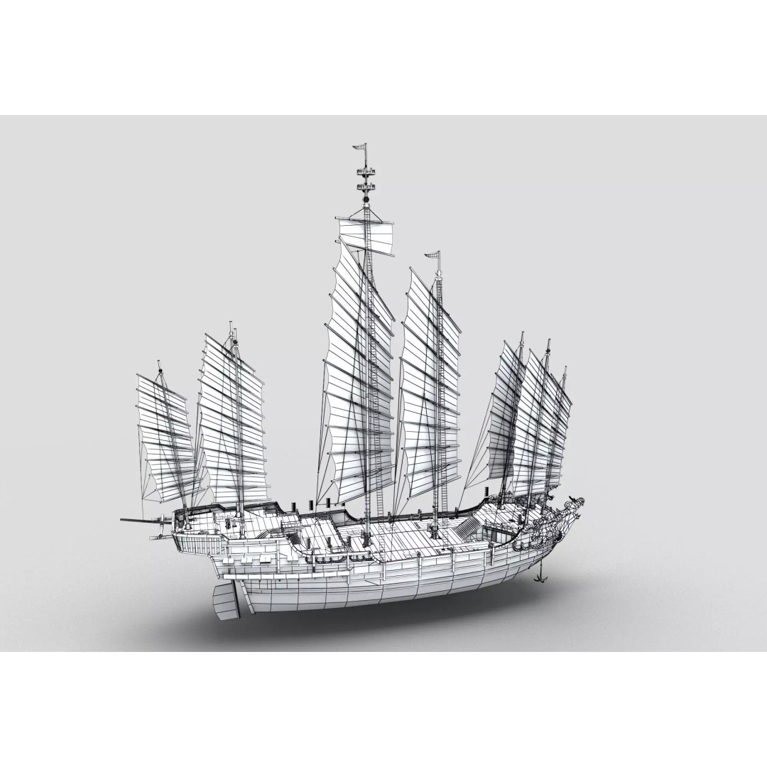 Ancient Chinese Ship 3D Model – Realistic High Poly Vessel for Archviz - View 11
