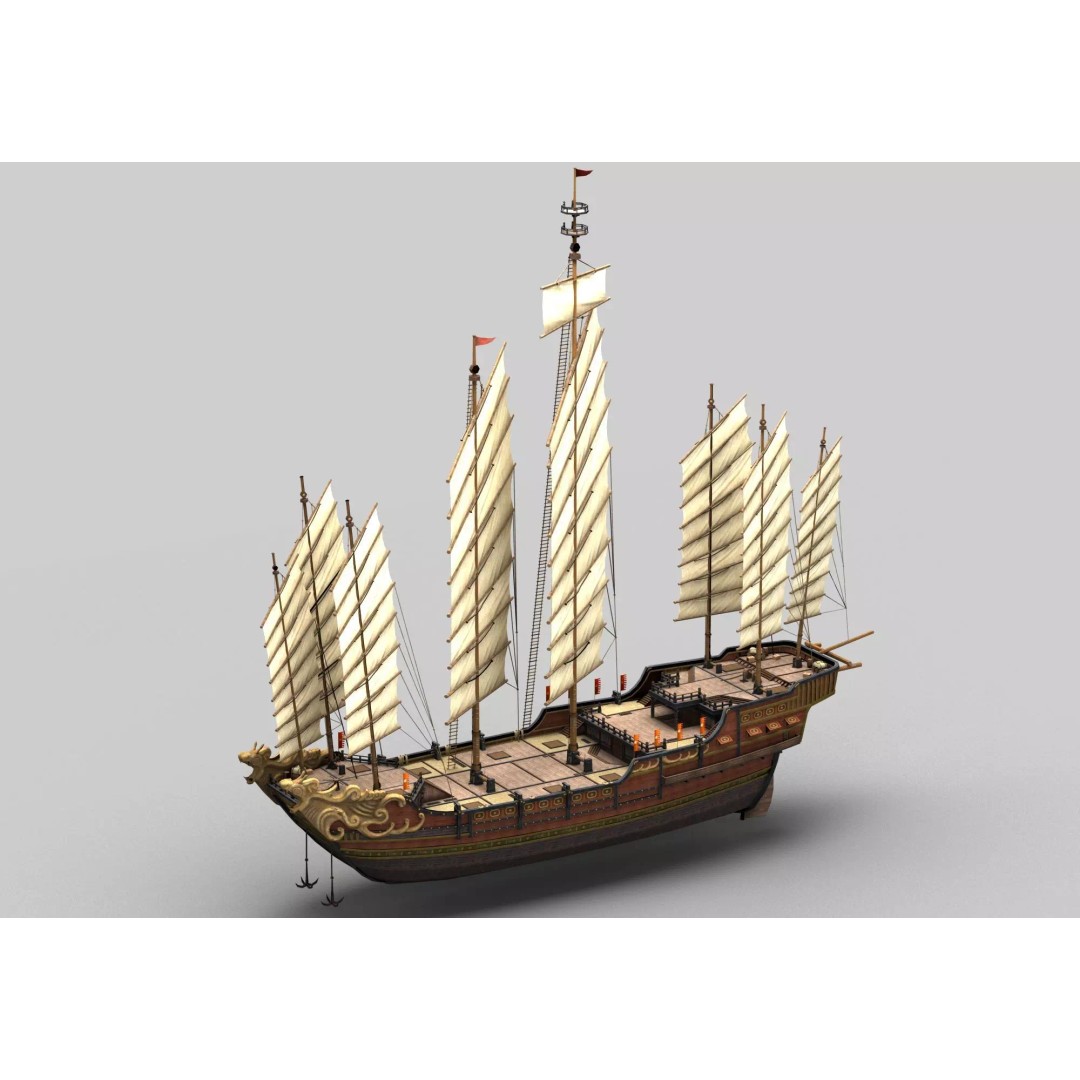 Ancient Chinese Ship 3D Model – Realistic High Poly Vessel for Archviz - View 2