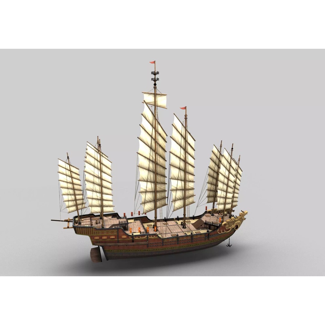 Ancient Chinese Ship 3D Model – Realistic High Poly Vessel for Archviz - View 3