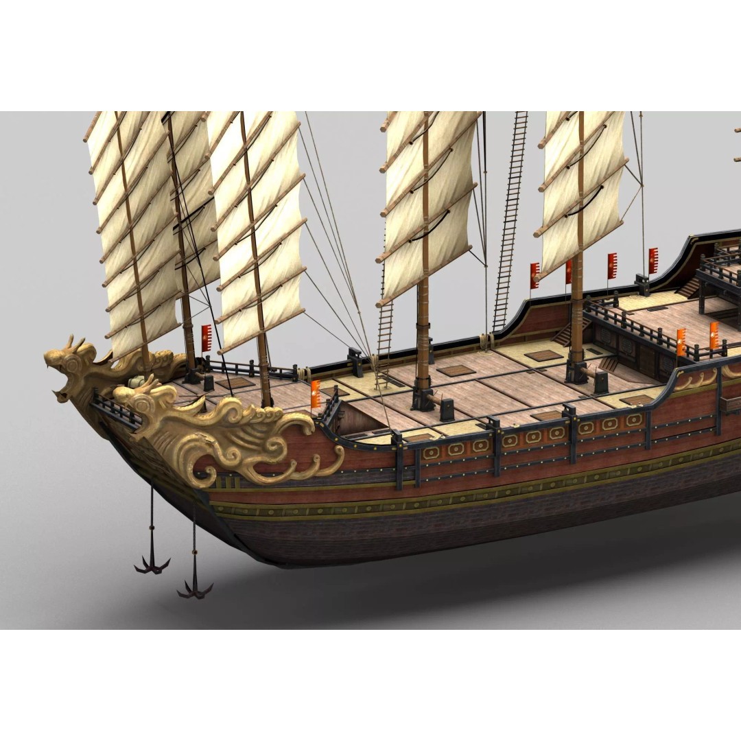 Ancient Chinese Ship 3D Model – Realistic High Poly Vessel for Archviz - View 5