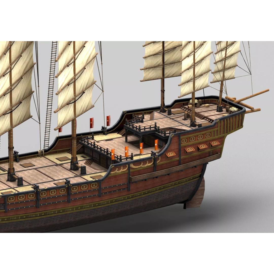 Ancient Chinese Ship 3D Model – Realistic High Poly Vessel for Archviz - View 6
