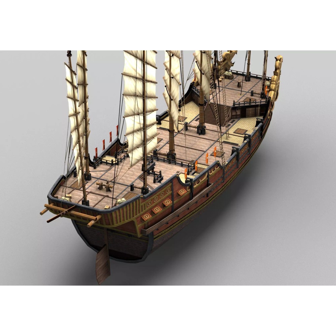 Ancient Chinese Ship 3D Model – Realistic High Poly Vessel for Archviz - View 9