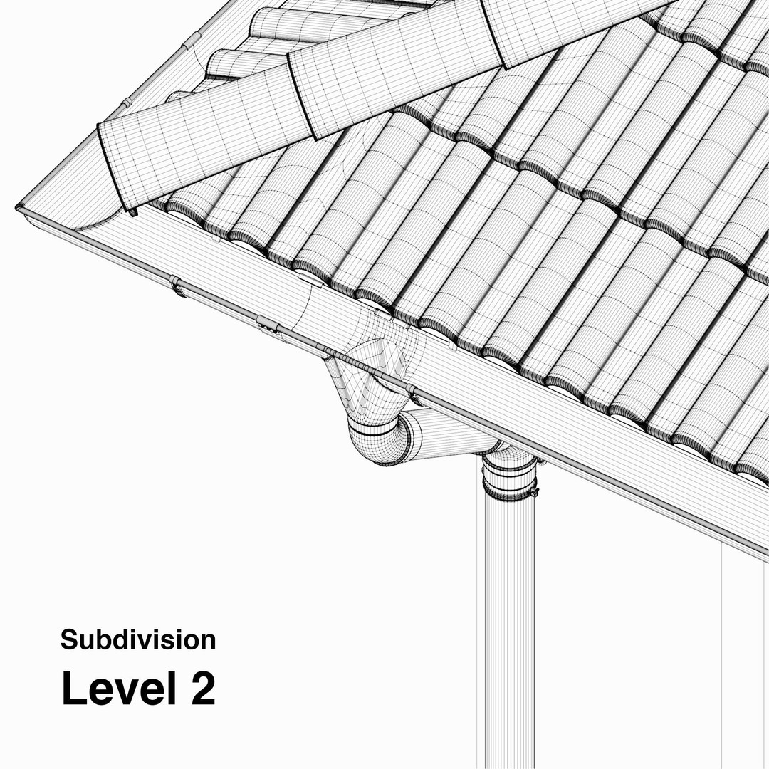German Gutter System 3D Model – Detailed Architectural Fixture, PBR, FBX