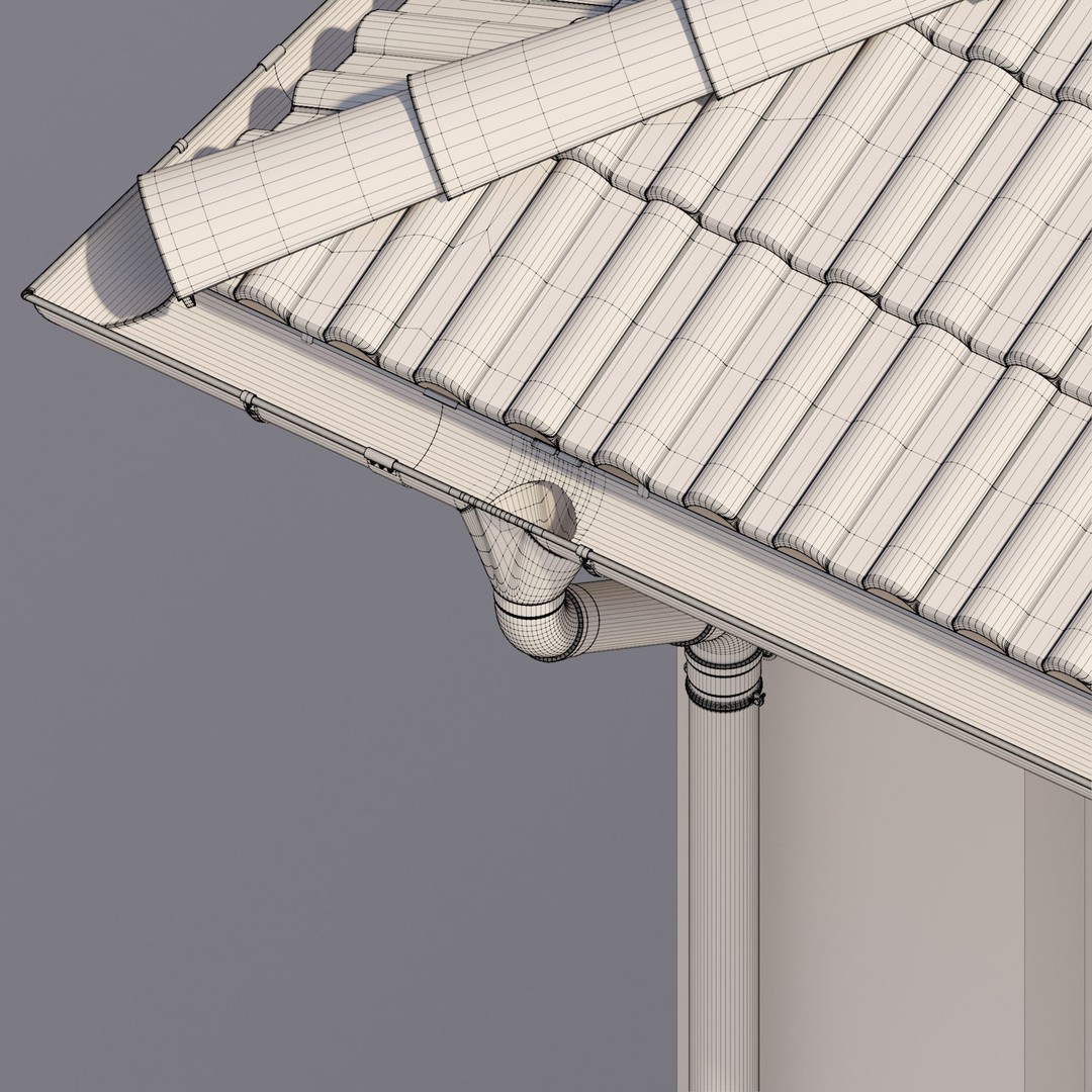 German Gutter System 3D Model – Detailed Architectural Fixture, PBR, FBX - View 17