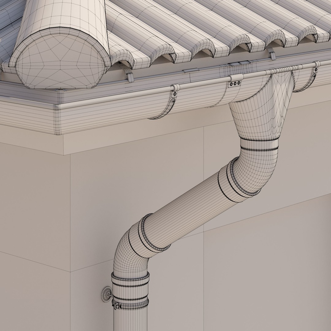 German Gutter System 3D Model – Detailed Architectural Fixture, PBR, FBX - View 18