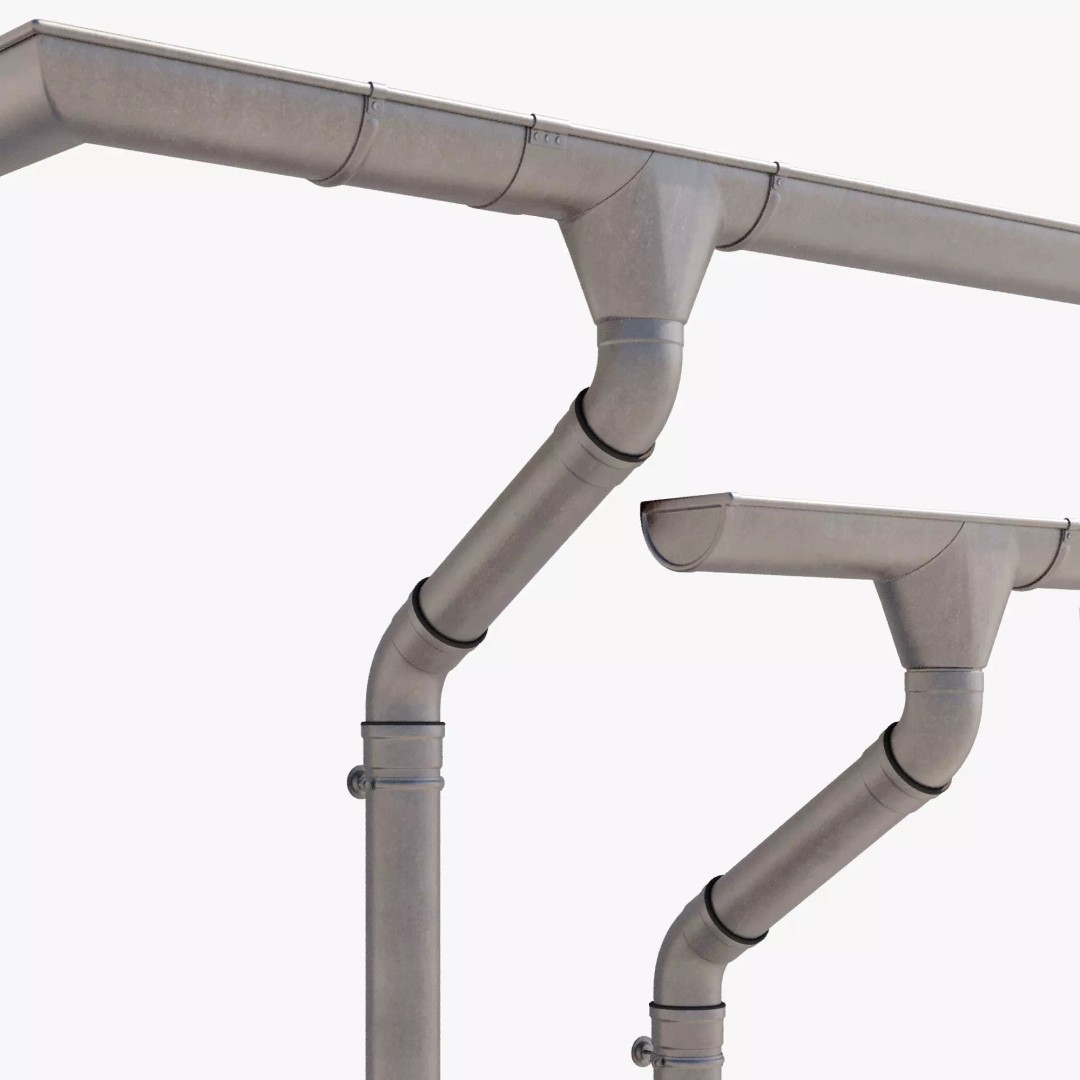 German Gutter System 3D Model – Detailed Architectural Fixture, PBR, FBX - View 2