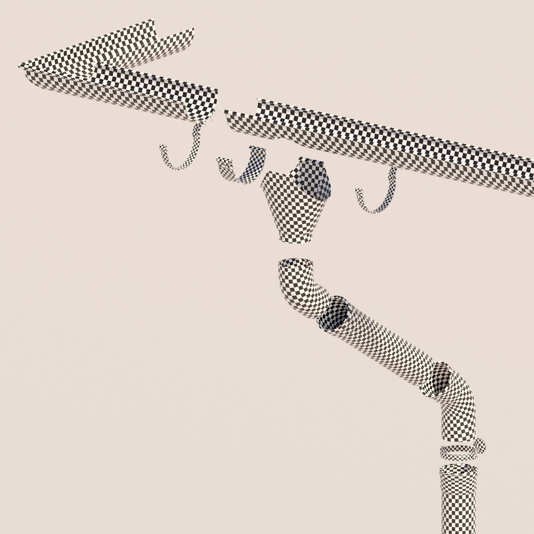 German Gutter System 3D Model – Detailed Architectural Fixture, PBR, FBX - View 21