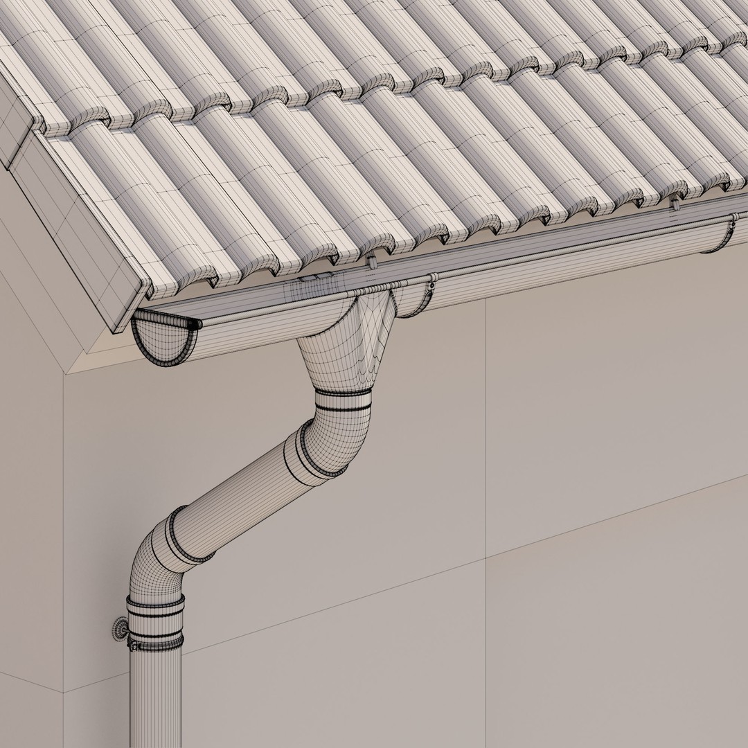 German Gutter System 3D Model – Detailed Architectural Fixture, PBR, FBX - View 22
