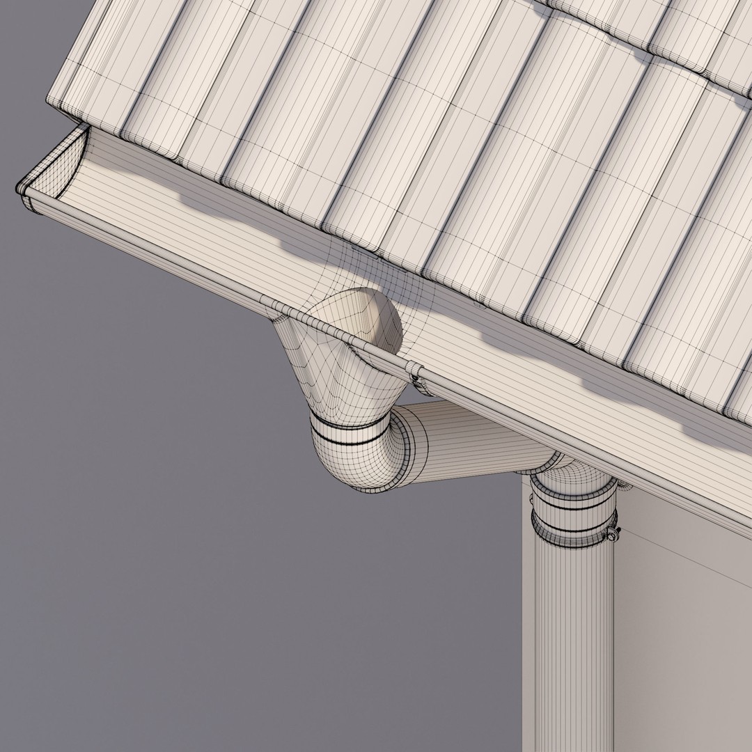 German Gutter System 3D Model – Detailed Architectural Fixture, PBR, FBX - View 24