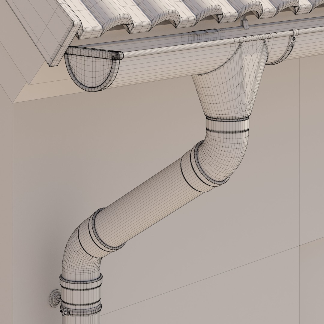 German Gutter System 3D Model – Detailed Architectural Fixture, PBR, FBX - View 25