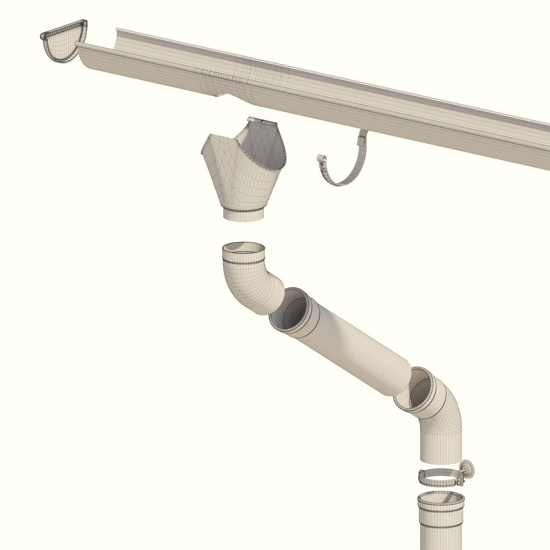 German Gutter System 3D Model – Detailed Architectural Fixture, PBR, FBX - View 28