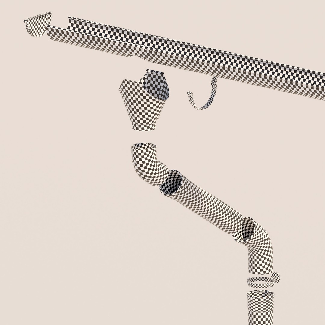 German Gutter System 3D Model – Detailed Architectural Fixture, PBR, FBX - View 29