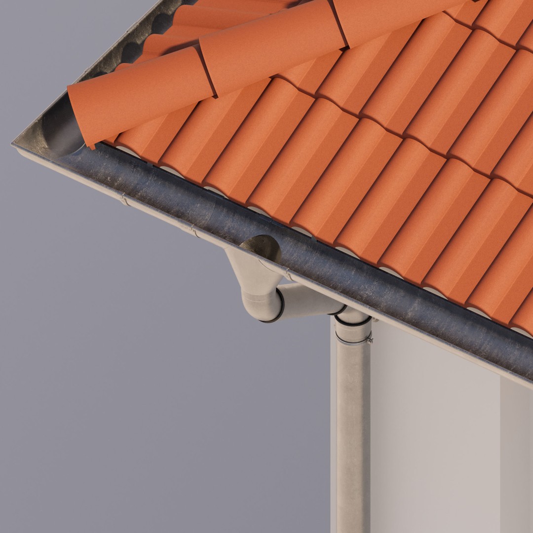German Gutter System 3D Model – Detailed Architectural Fixture, PBR, FBX - View 5