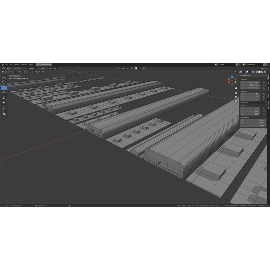 LED Stripe 3D Model – Collection of 25 Game-Ready Assets, FBX, OBJ - View 9