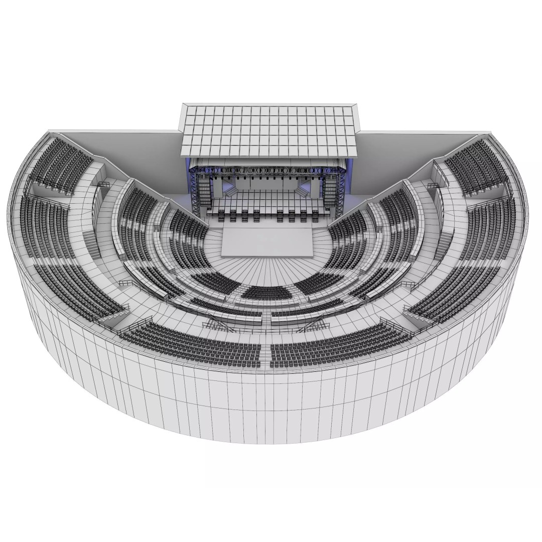 Amphitheater Concert Stage 3D Model – Open Air Venue with PBR Textures