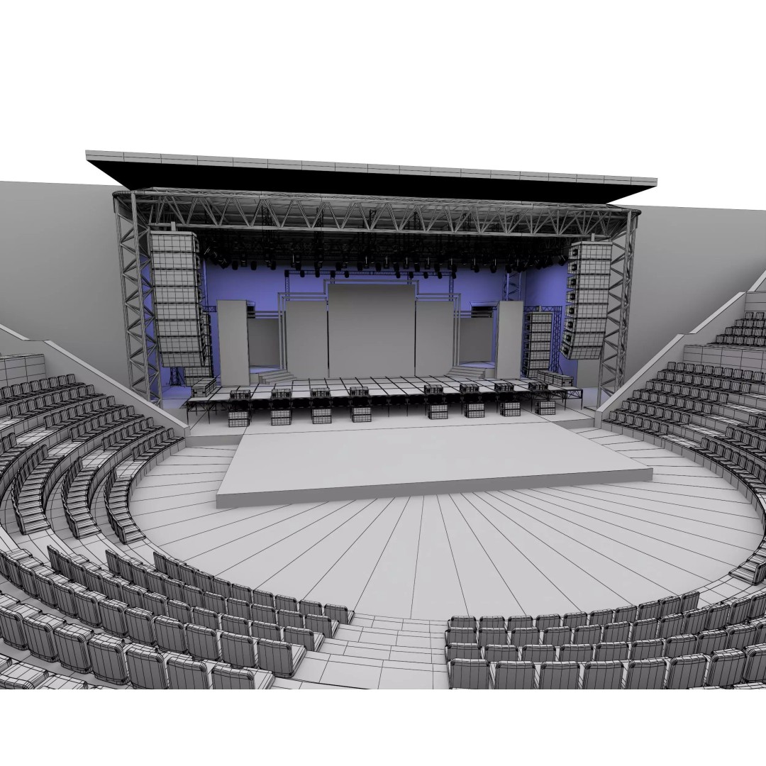 Amphitheater Concert Stage 3D Model – Open Air Venue with PBR Textures - View 10