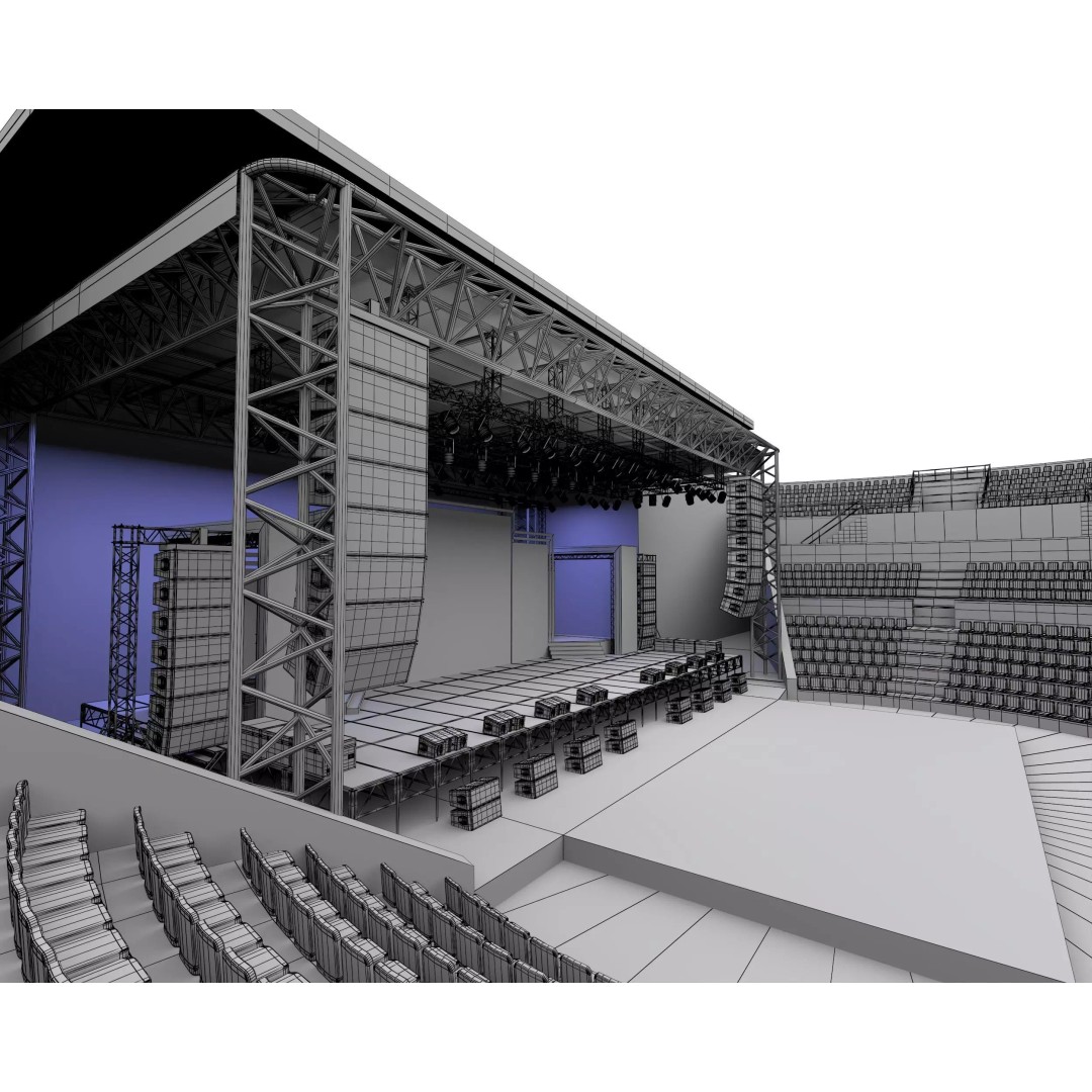 Amphitheater Concert Stage 3D Model – Open Air Venue with PBR Textures - View 11