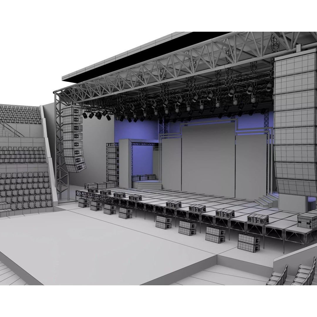 Amphitheater Concert Stage 3D Model – Open Air Venue with PBR Textures - View 12