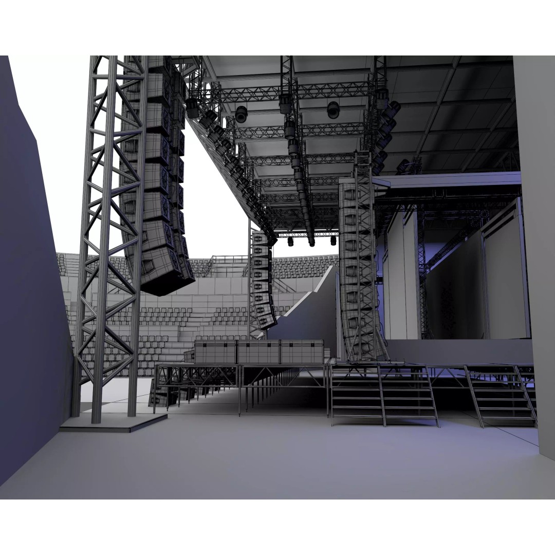 Amphitheater Concert Stage 3D Model – Open Air Venue with PBR Textures - View 14