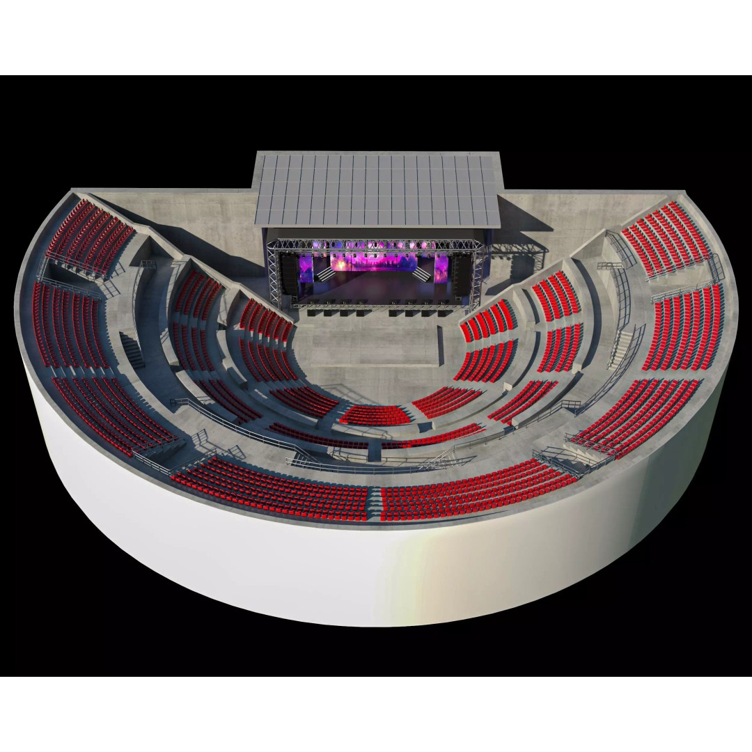 Amphitheater Concert Stage 3D Model – Open Air Venue with PBR Textures - View 9