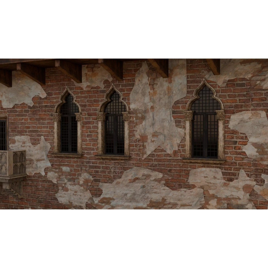 Juliet's House 3D Model – Low Poly Architectural Asset, FBX, OBJ - View 11