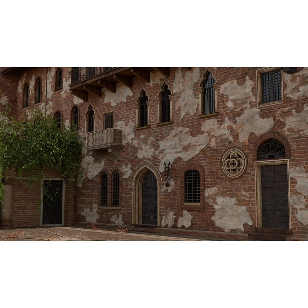 Juliet's House 3D Model – Low Poly Architectural Asset, FBX, OBJ - View 2