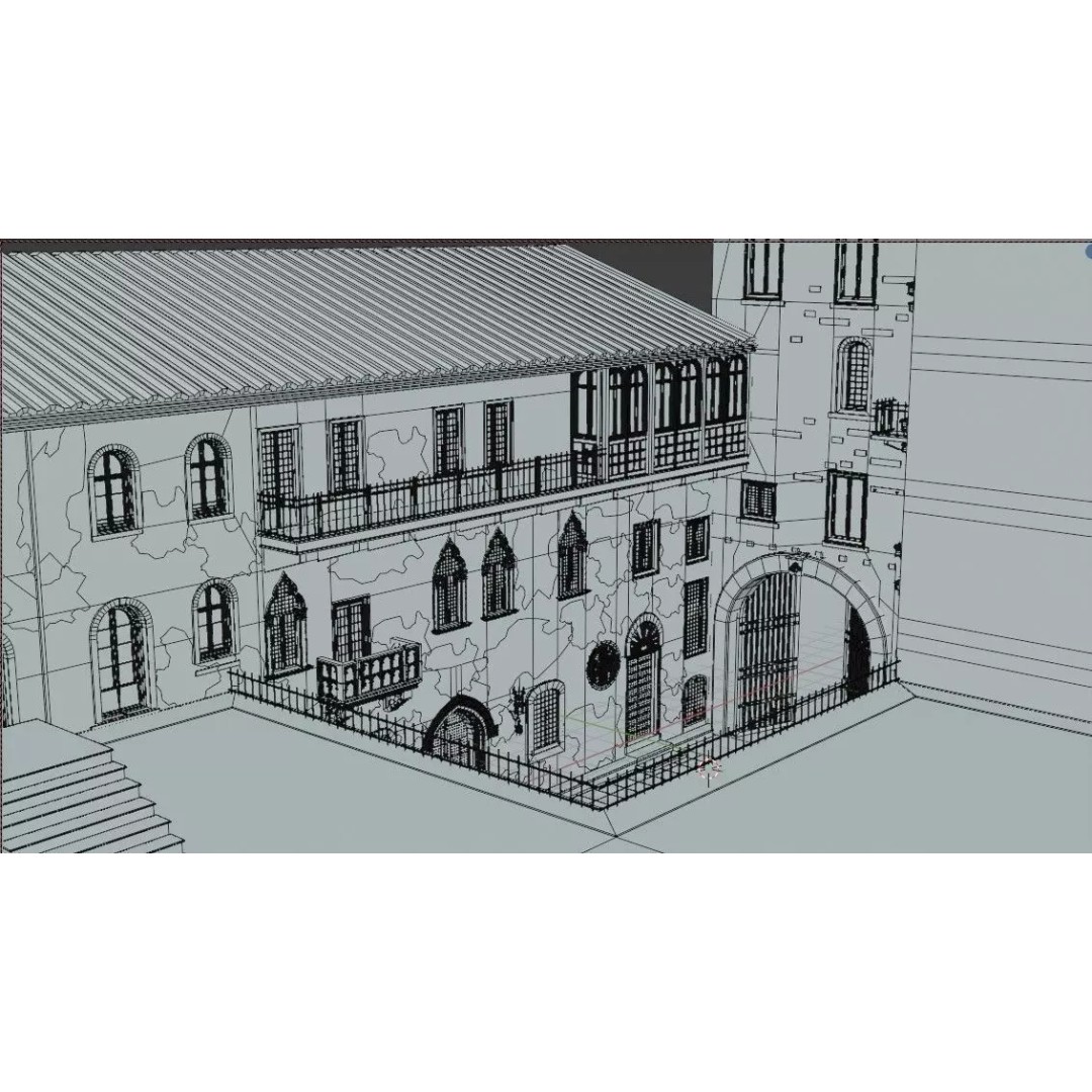 Juliet's House 3D Model – Low Poly Architectural Asset, FBX, OBJ - View 33
