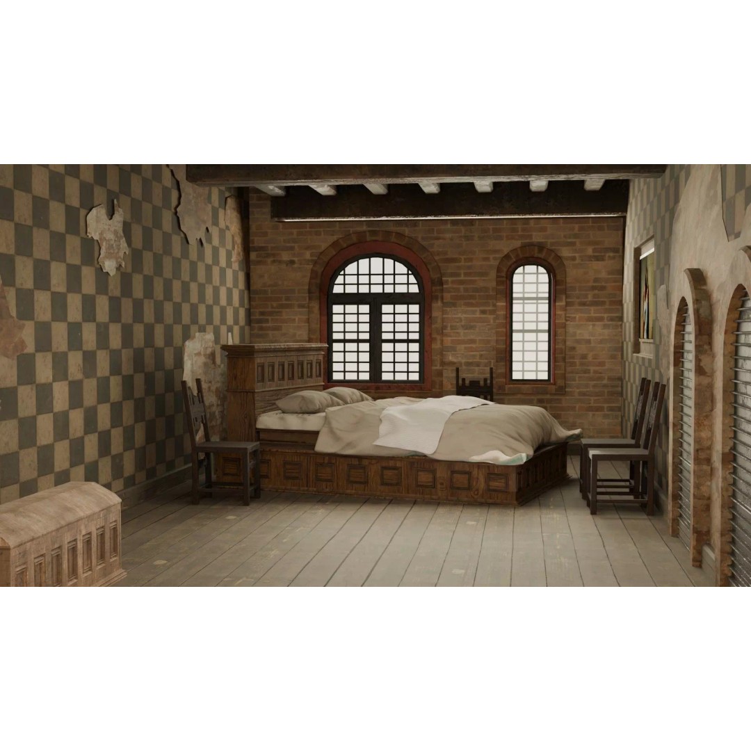 Juliet's House 3D Model – Low Poly Architectural Asset, FBX, OBJ - View 4