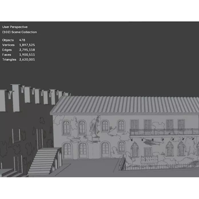 Juliet's House 3D Model – Low Poly Architectural Asset, FBX, OBJ - View 42