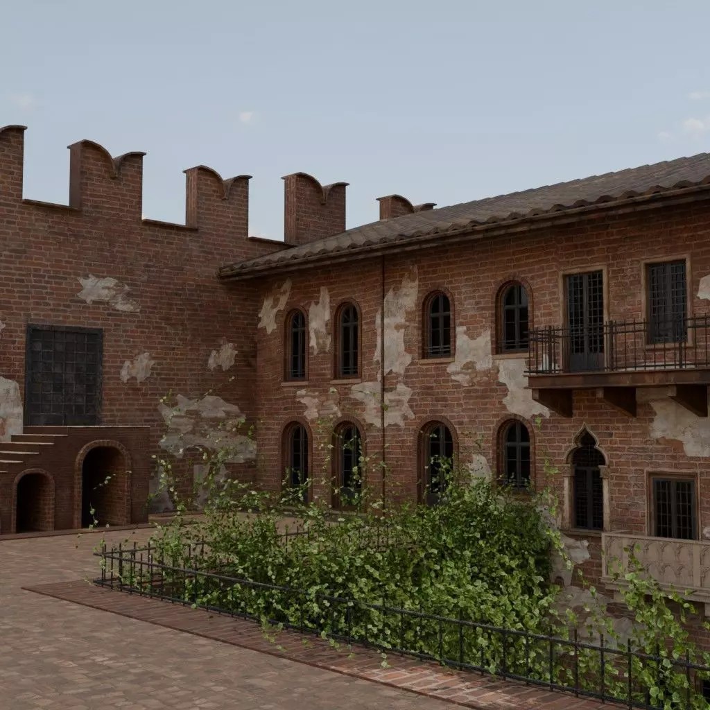 Juliet's House 3D Model – Low Poly Architectural Asset, FBX, OBJ - View 7